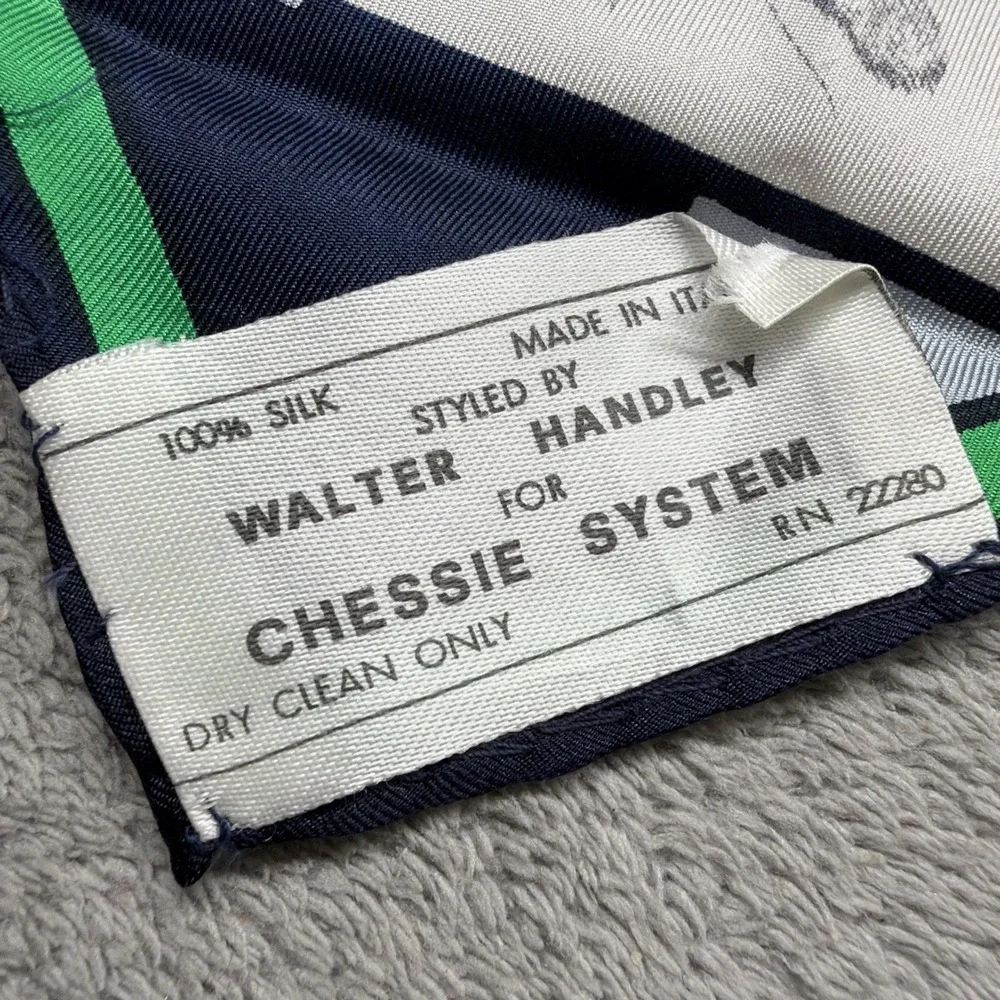VTG Chessie Navy Blue Sleeping Kitty Silk Scarf Cat 26x26
